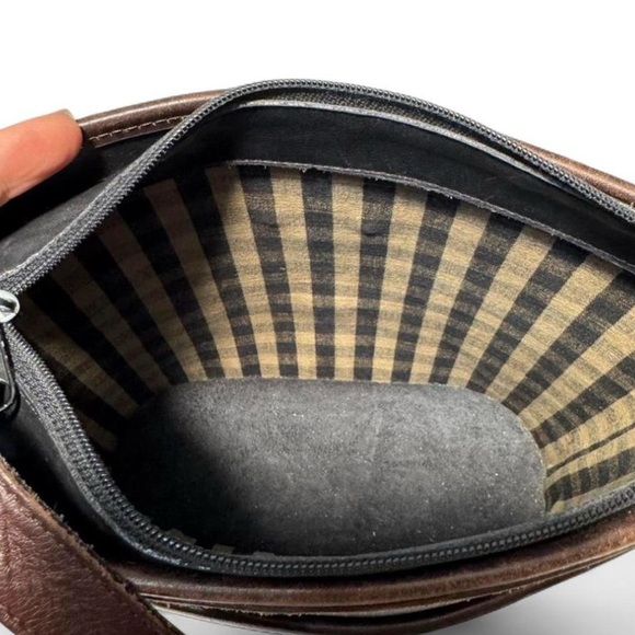 Vintage Brighton Leather Croc Embossed Shoulder Bag Brown Black Bucket Style - Picture 2 of 10